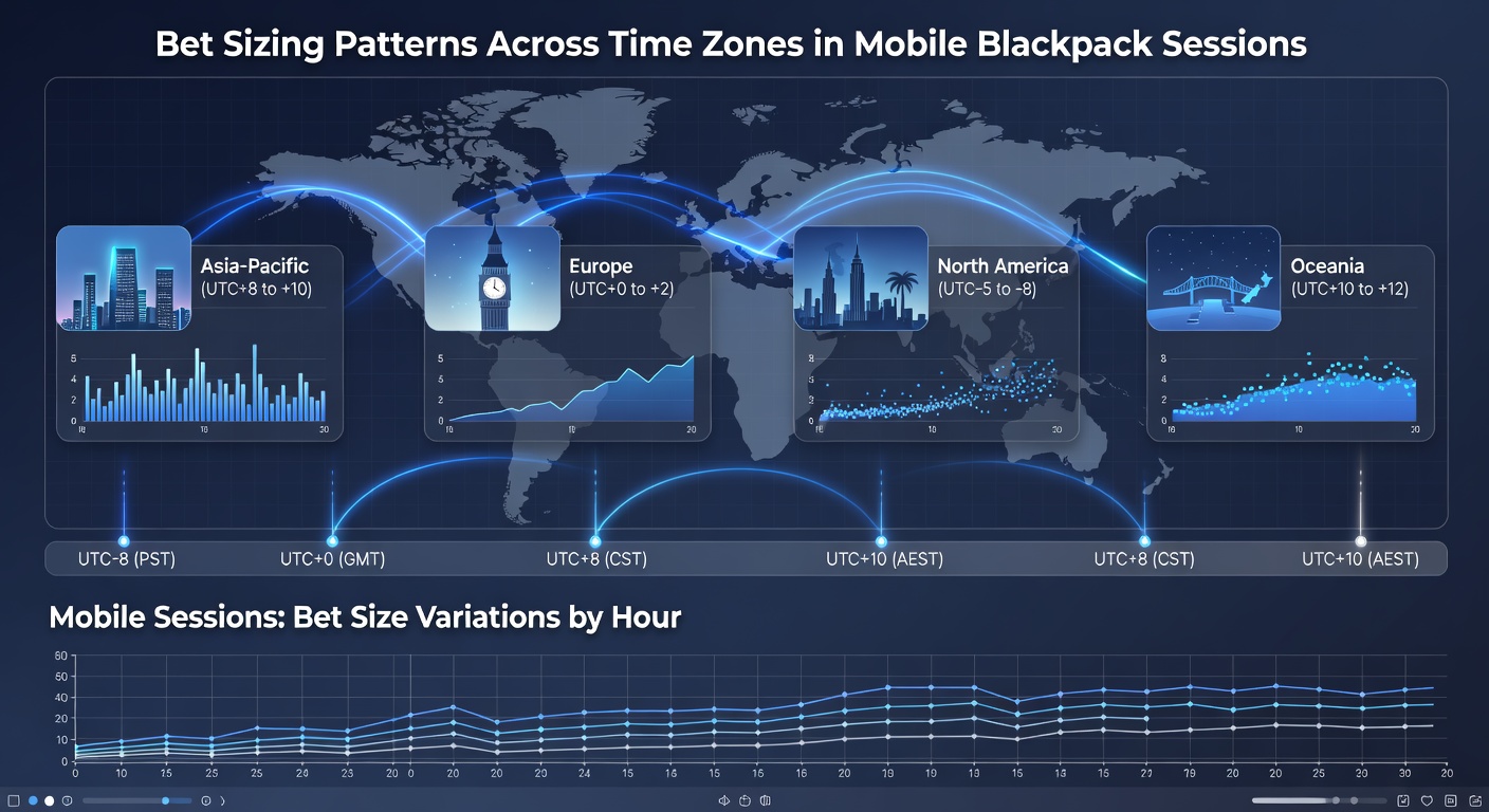 Heatmap van blackjack inzetten per tijdzone op mobiele apparaten