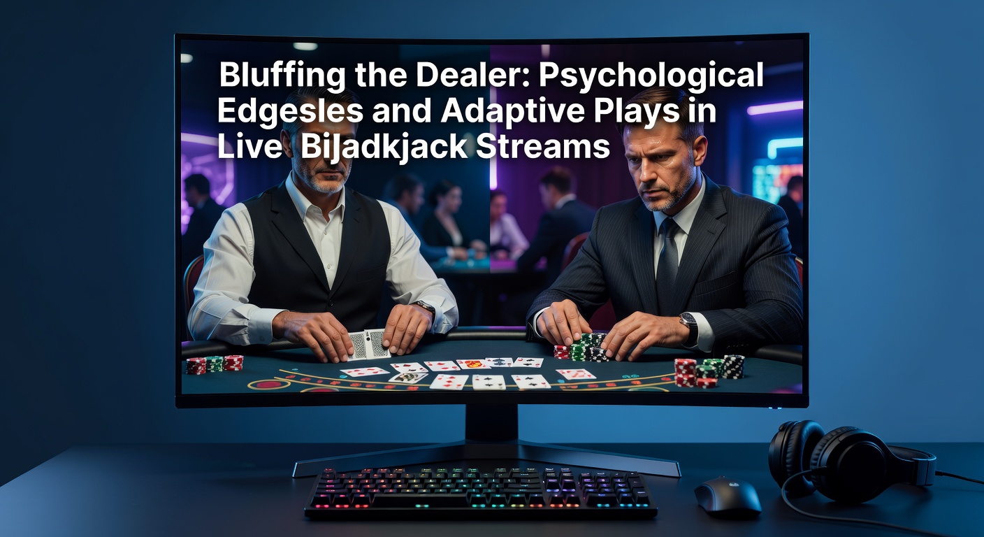 Speler aan live blackjacktafel observeert dealerpatronen tijdens een gestreamde sessie, met chatreacties op de achtergrond