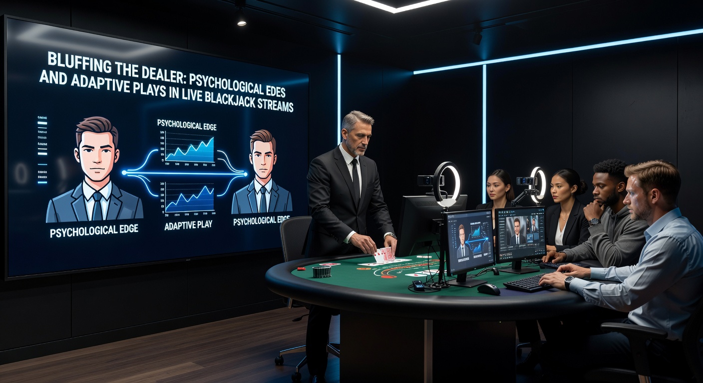 Close-up van dealerhanden tijdens een live blackjack stream, met spelerschips en kaartverdeling die psychologische spanning uitstraalt