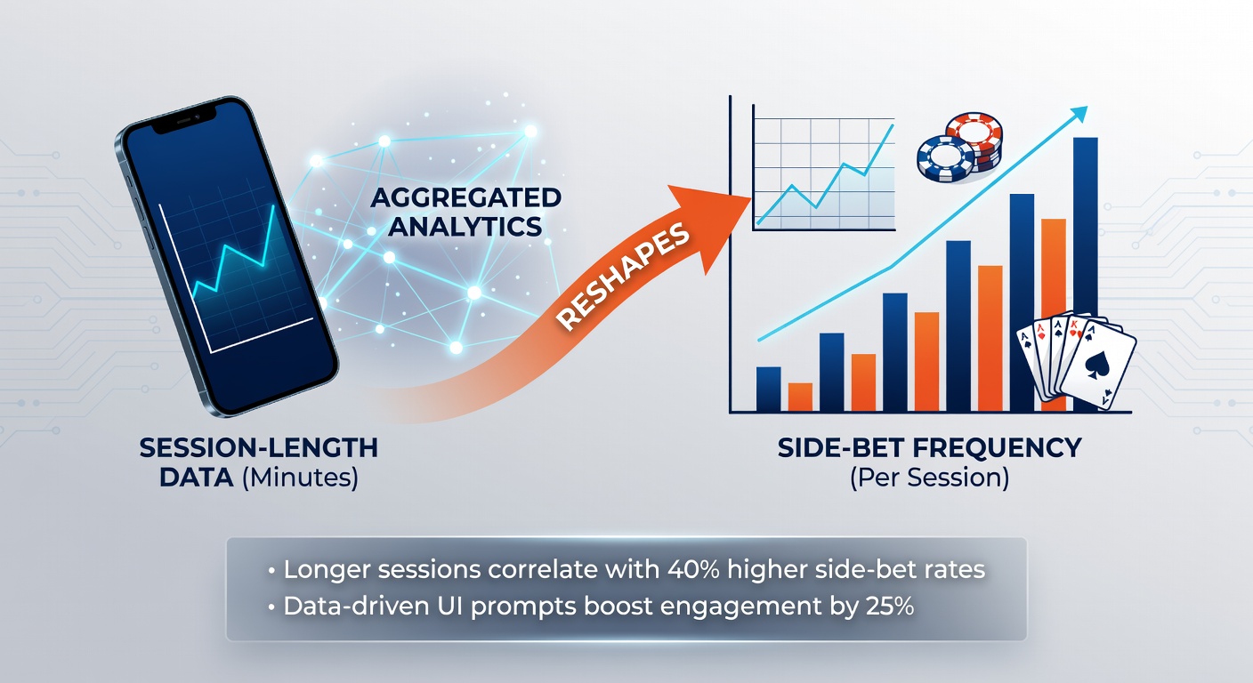 Heatmap van side-bet activiteit over verschillende sessieduren op mobiele blackjack