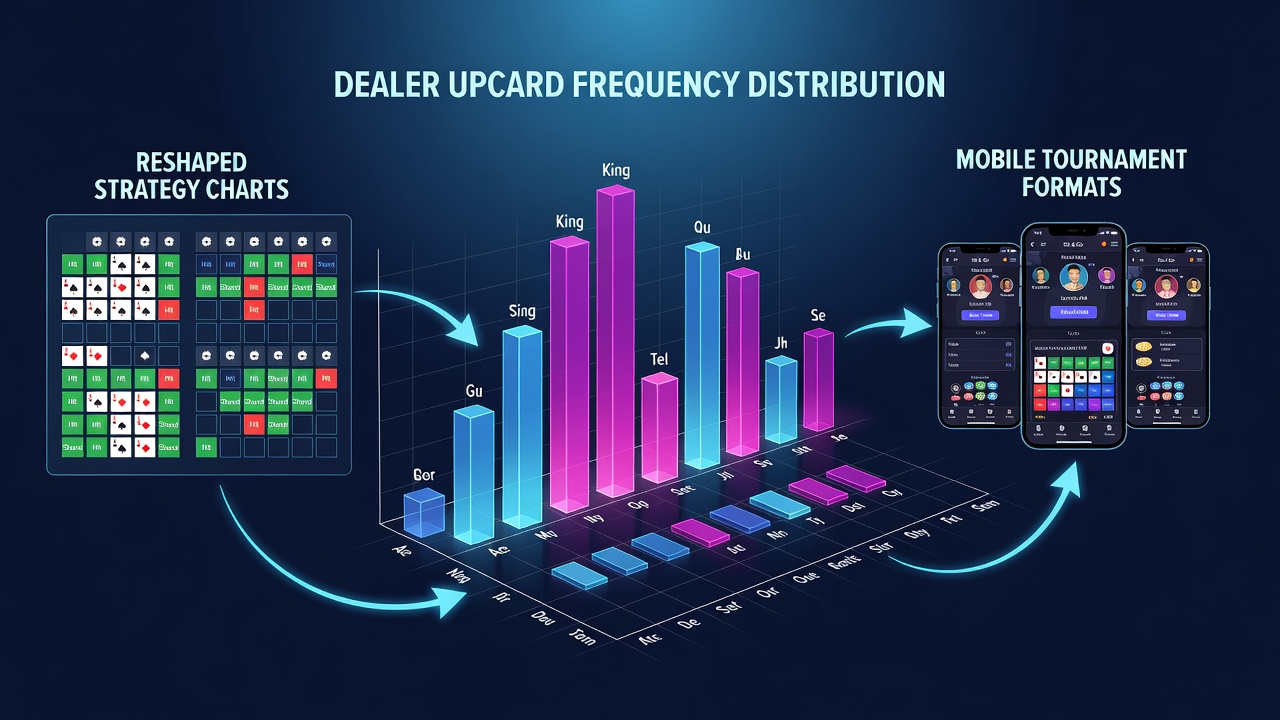 Vergelijking van aangepaste strategiekaarten gebaseerd op dealer upcard frequenties