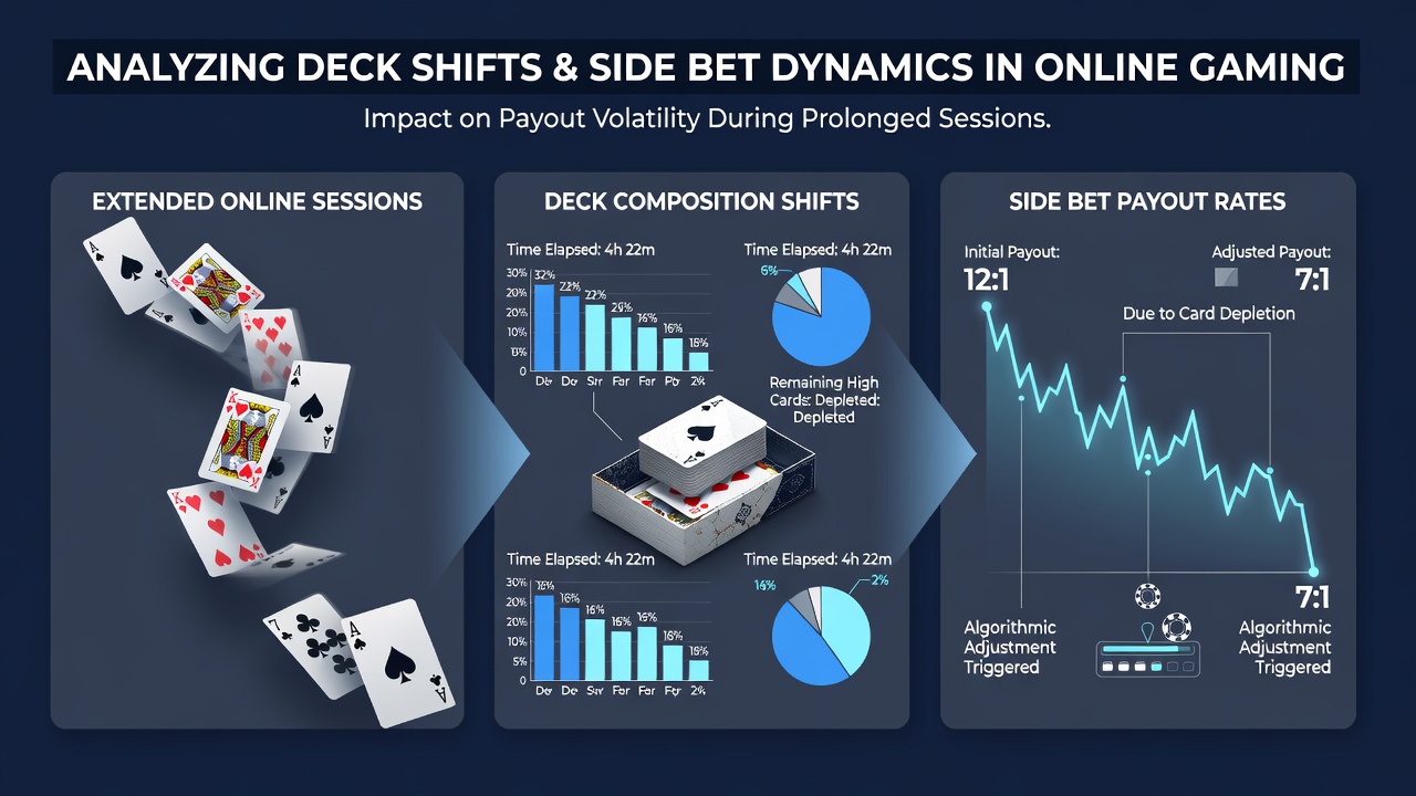 Grafiek die payout fluctuaties toont bij side bets tijdens langere sessies
