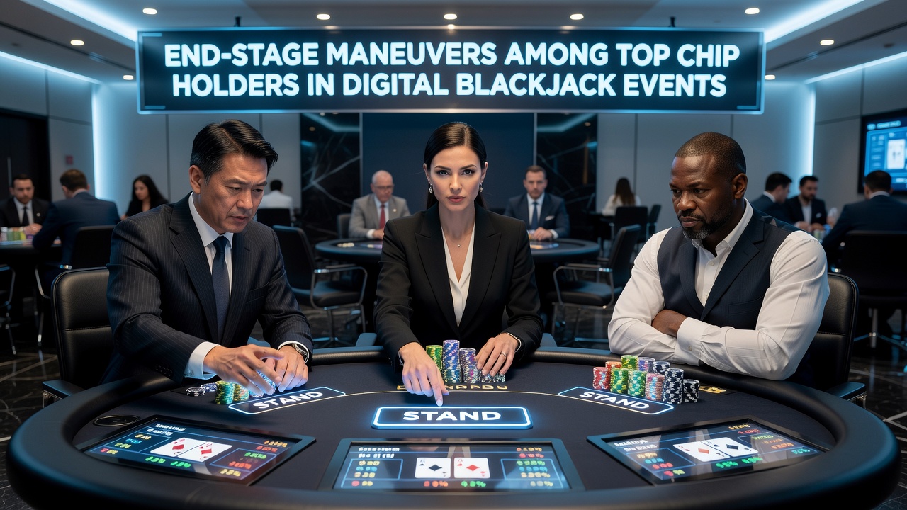 Chip leiders passen tactieken toe tijdens digitale blackjack toernooien in de eindfase