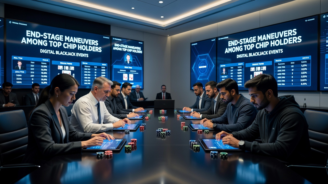 Digitale blackjack spelers evalueren stacks en blinds in de eindfase van toernooien