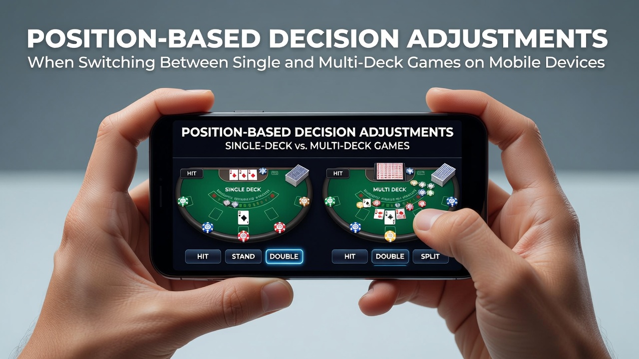 Mobiele blackjack interface met single-deck en multi-deck opties