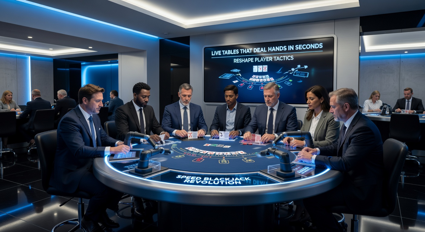 Speler aan speed blackjack tafel met timer en snelle kaartenverdeling