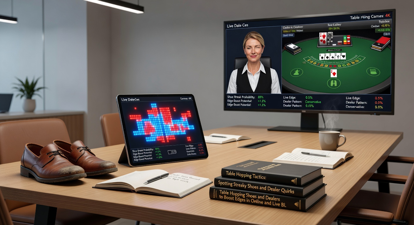Close-up van een dealer die een blackjack schoen schudt, met spelers op de achtergrond die quirks analyseren tijdens een live sessie