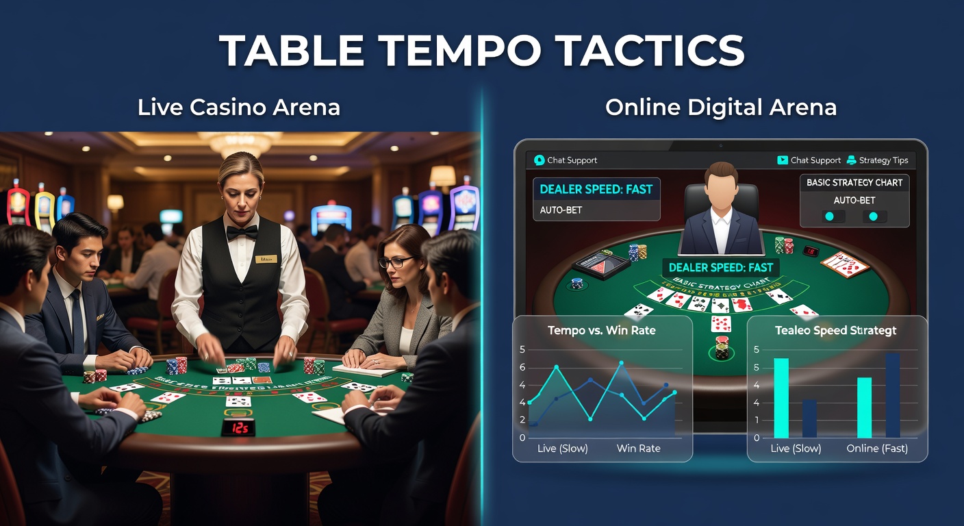 Online blackjack interface met snelle dealer animatie en timer overlays, benadrukkend tempo verschillen tussen live en digitaal spel